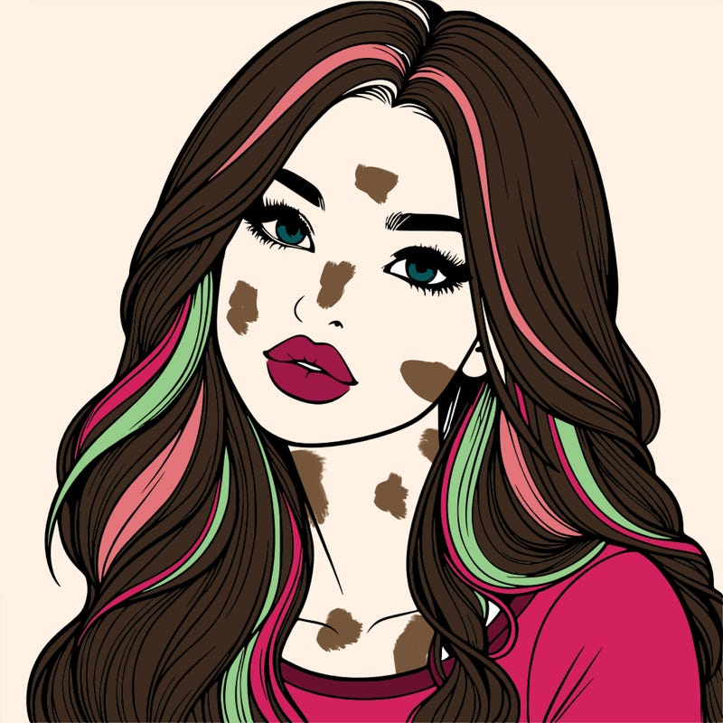 realistic girl with hair on her hair and lips