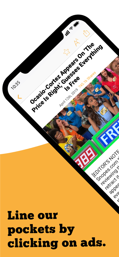 The Babylon Bee - The Babylon Bee app displaying a satirical news article about AOC.