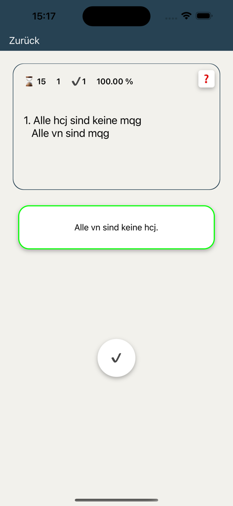 MedAT Vision - Une question d'entraînement en raisonnement logique dans l'application MedAT Vision.
