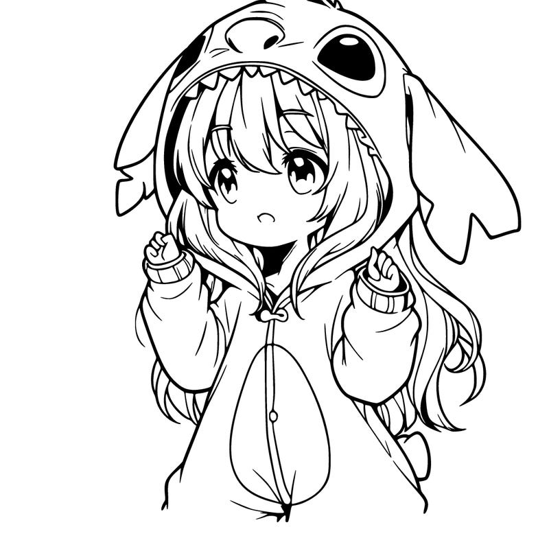 anime girl in a stitch onsie