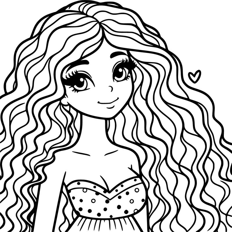 lady with long and big curly hair