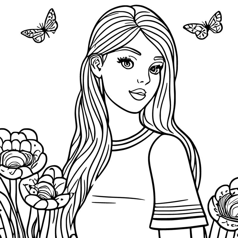 beautiful simple girl with flowers