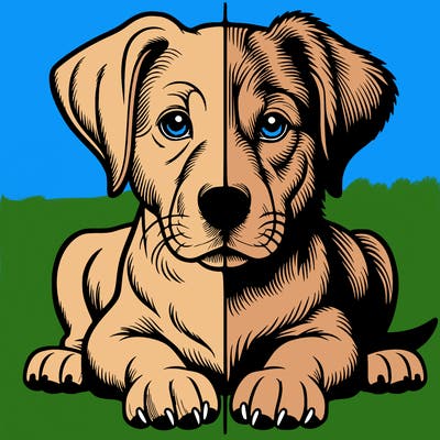 realistic dog split picture