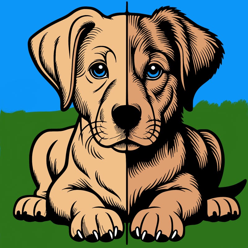 realistic dog split picture