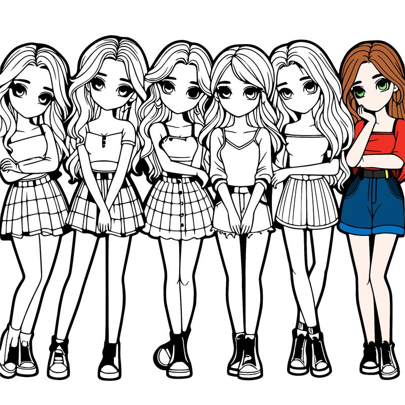 a group of girls realistic