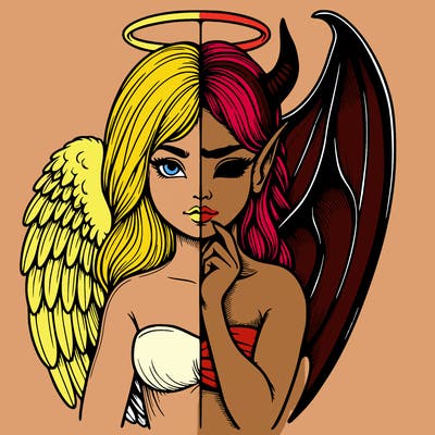 realistic angel half demon