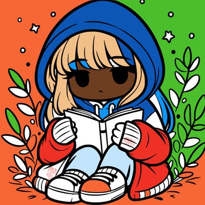 girl in oversized hoodie reading a book