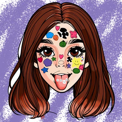 realistic girl with her tongue out