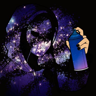 a realistic girl, spray painting