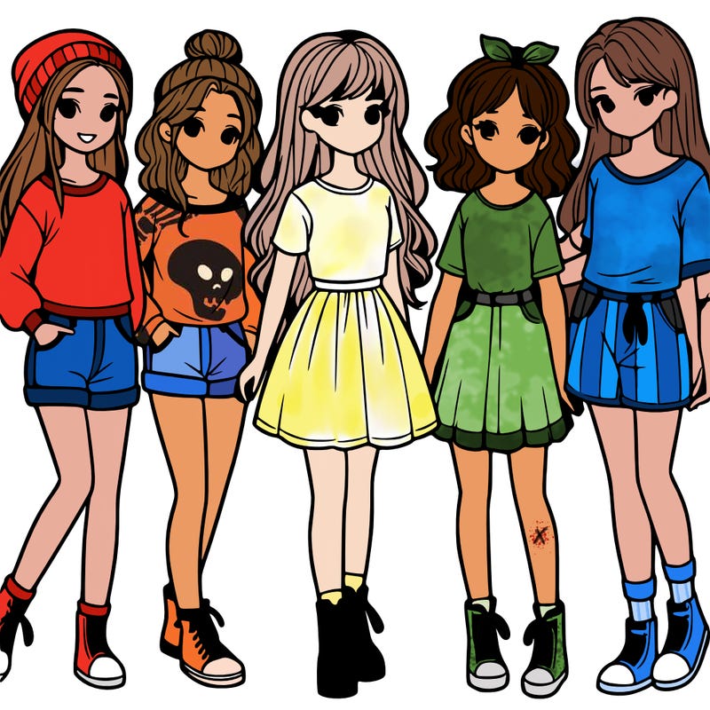 a group of five girls