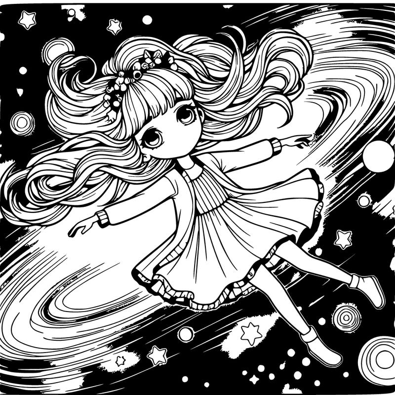 girl floating in space realistic galaxy