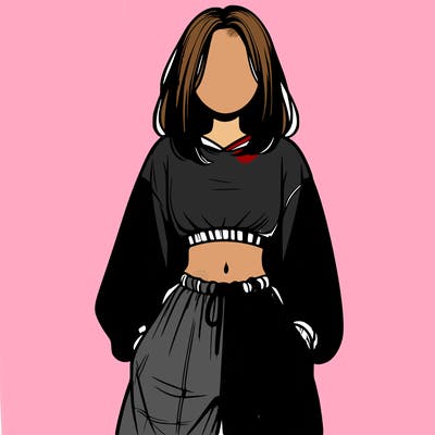 realistic girl faceless with baggy pants and a crop top