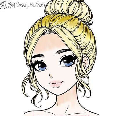realistic pretty girl with hair in bun