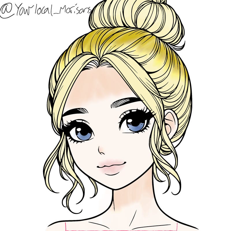 realistic pretty girl with hair in bun