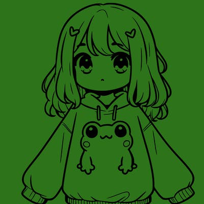 girl wearing frogging sweatshirt