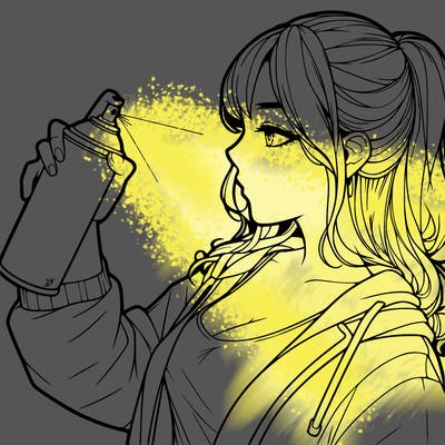 a realistic girl spray, painting