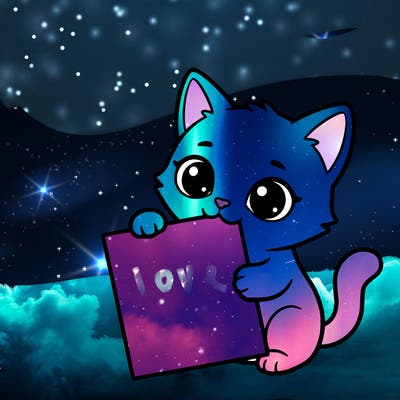 a small cat with a blank sheet of paper in its hand. the cat is sooooooo cute!