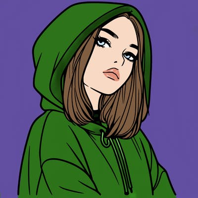 a realistic girl in a hoodie