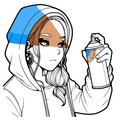 a realistic girl, spray painting