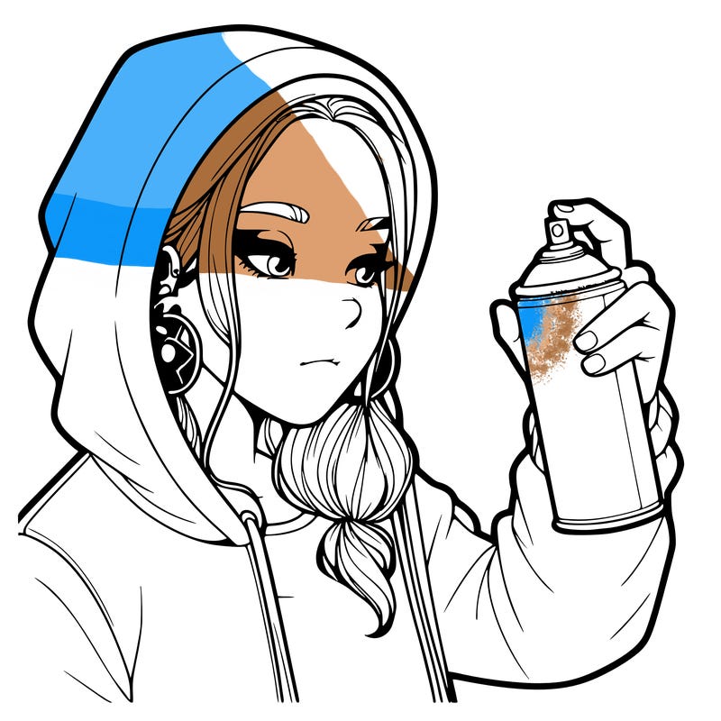a realistic girl, spray painting