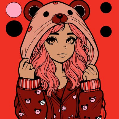 realistic girl in a animal pjs hoodie