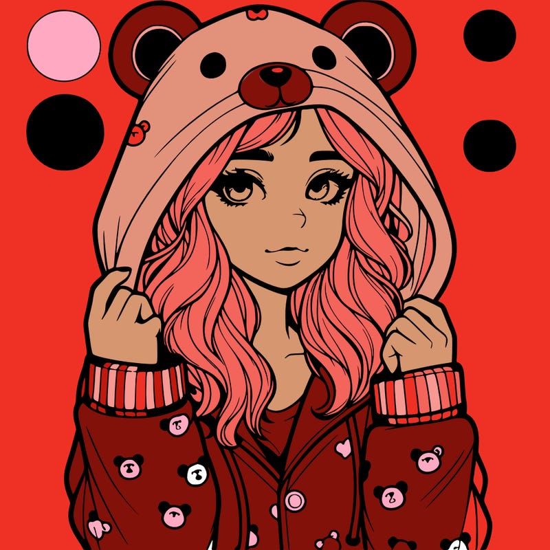 realistic girl in a animal pjs hoodie