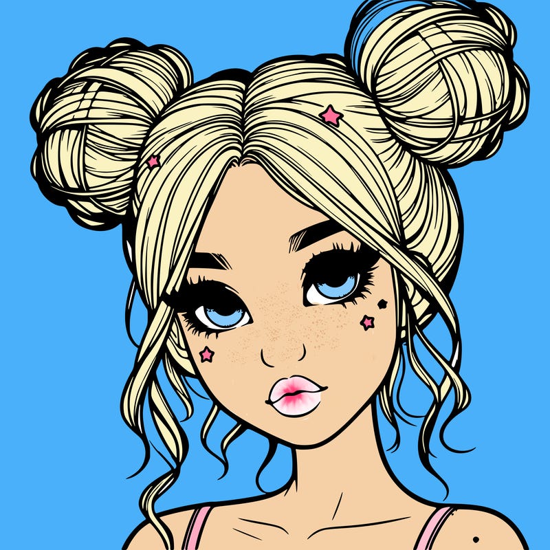 realistic girl with space buns