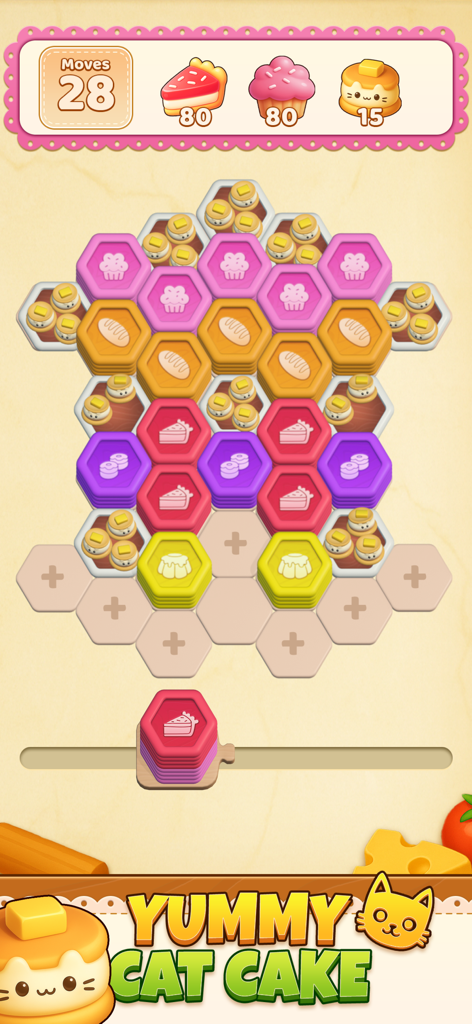 Cooking Blast 3D: Hexa Match - Hexagonal color sorting puzzle game with a cute bakery theme and colorful dessert tiles