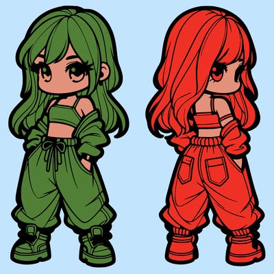 girl in crop top and baggy pants