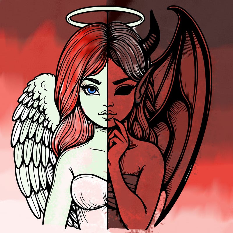 realistic angel half demon