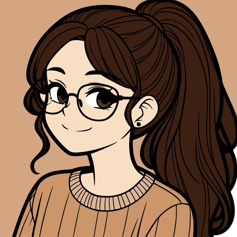 adult with ponytail and glasses