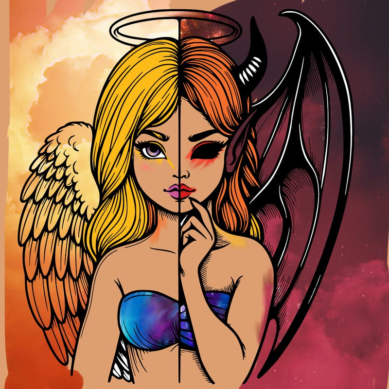 realistic angel half demon