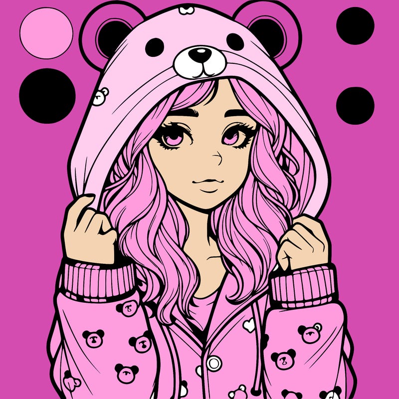 realistic girl in a animal pjs hoodie