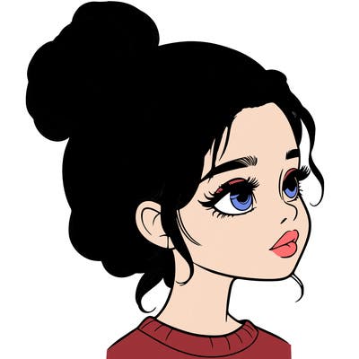 realistic girl with bun