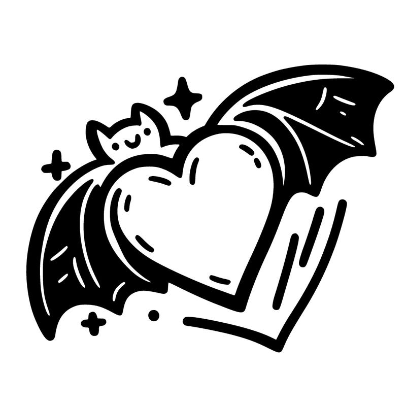 a heart with a bat