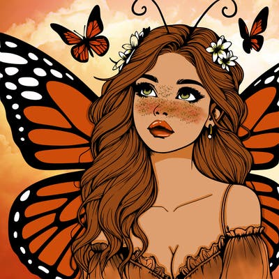 butterfly fairy realistic girl