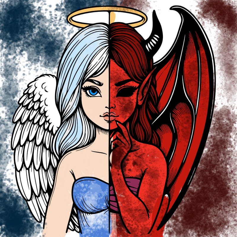 realistic angel half demon