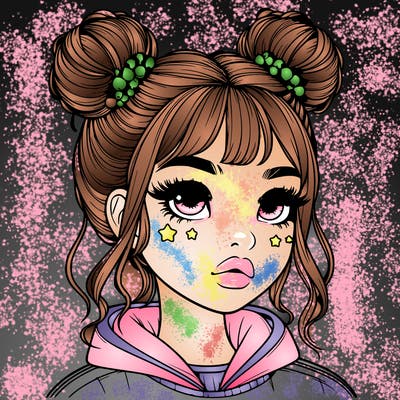 realistic girl with space buns
