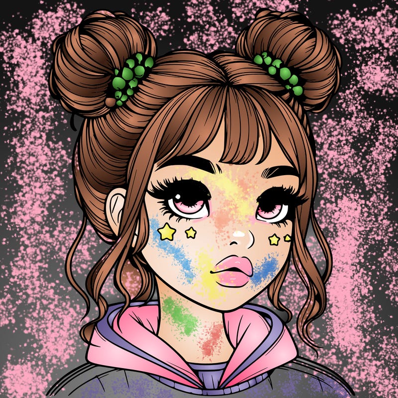 realistic girl with space buns