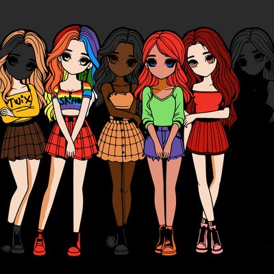 a group of girls realistic