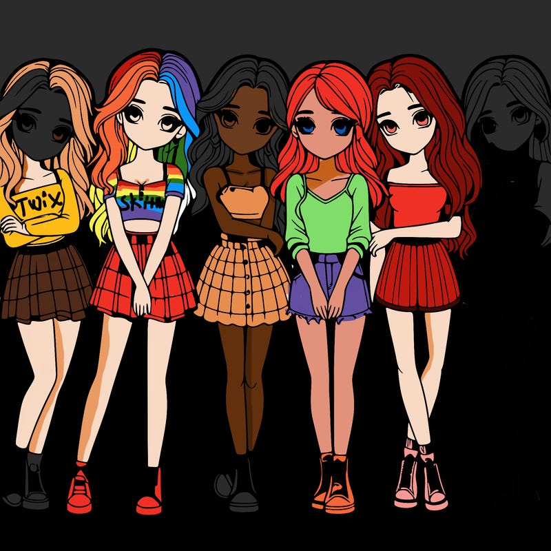 a group of girls realistic