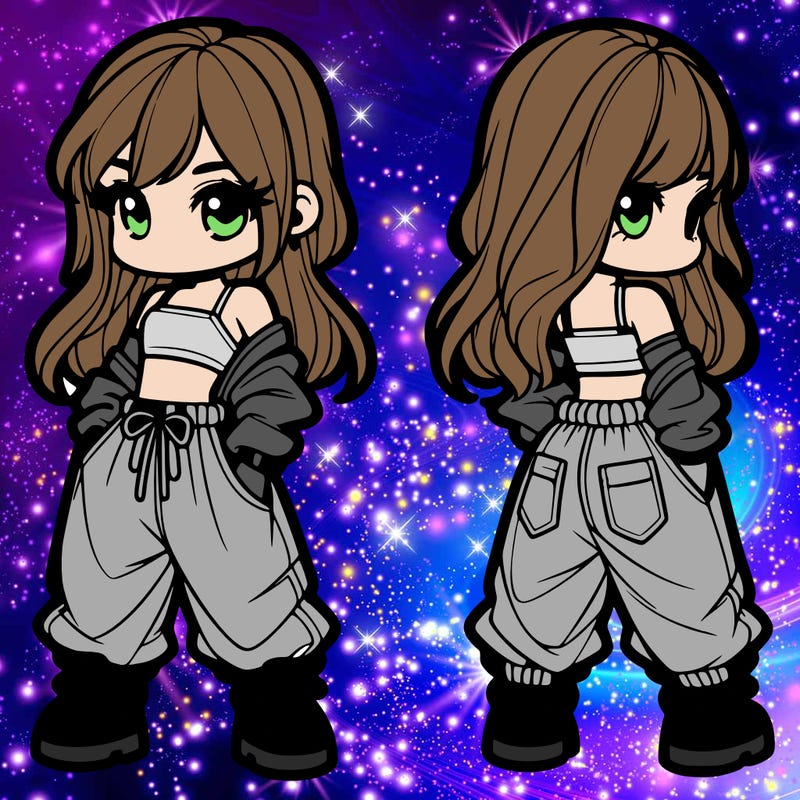 girl in crop top and baggy pants