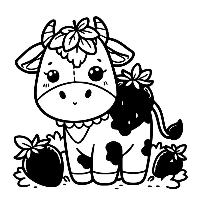 cute cartoon strawberry cow
