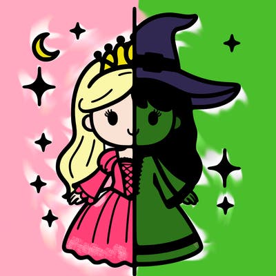 split princess and witch