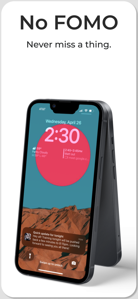 Somble - Smartphone lock screen displaying a Somble app push notification with a training update from a coach