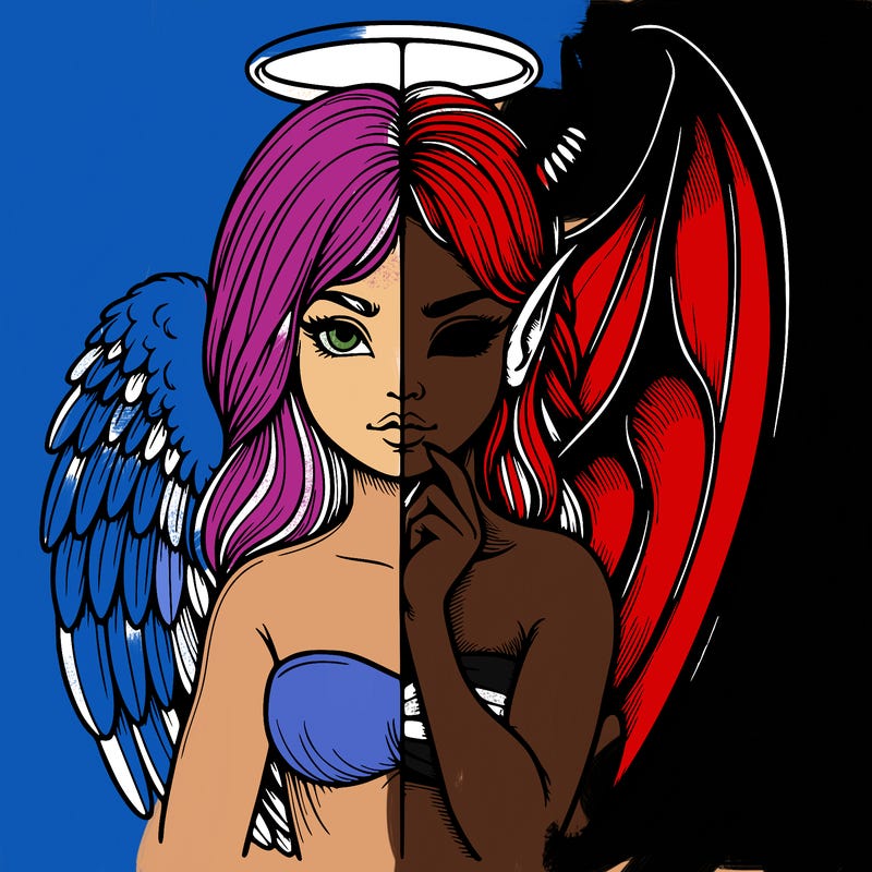 realistic angel half demon