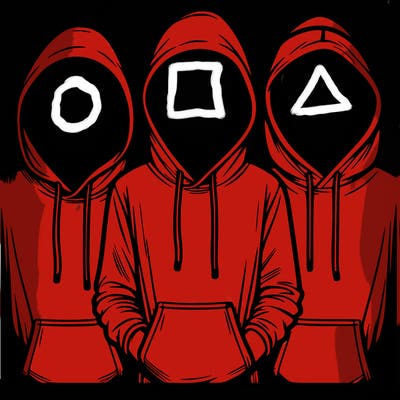 3 faceless people in  hoodies
