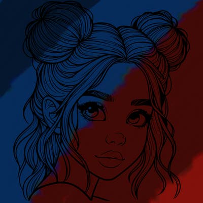 realistic girl with hair buns on her head