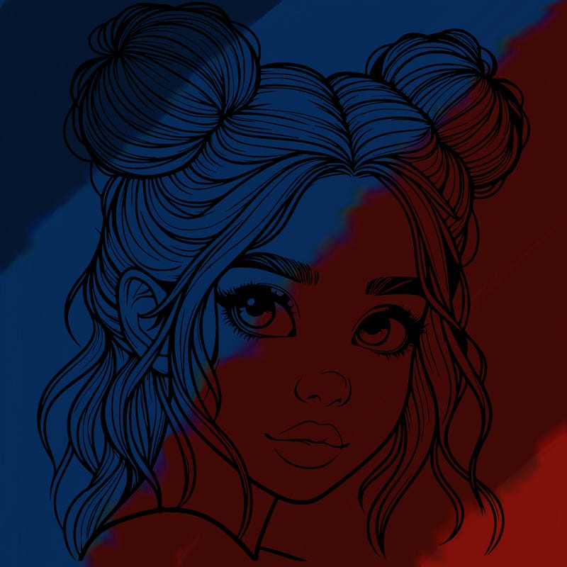 realistic girl with hair buns on her head