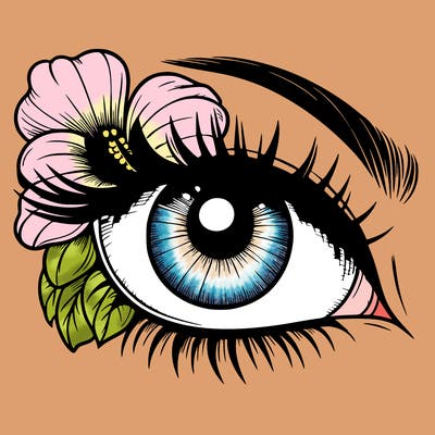 realistic eye with flower